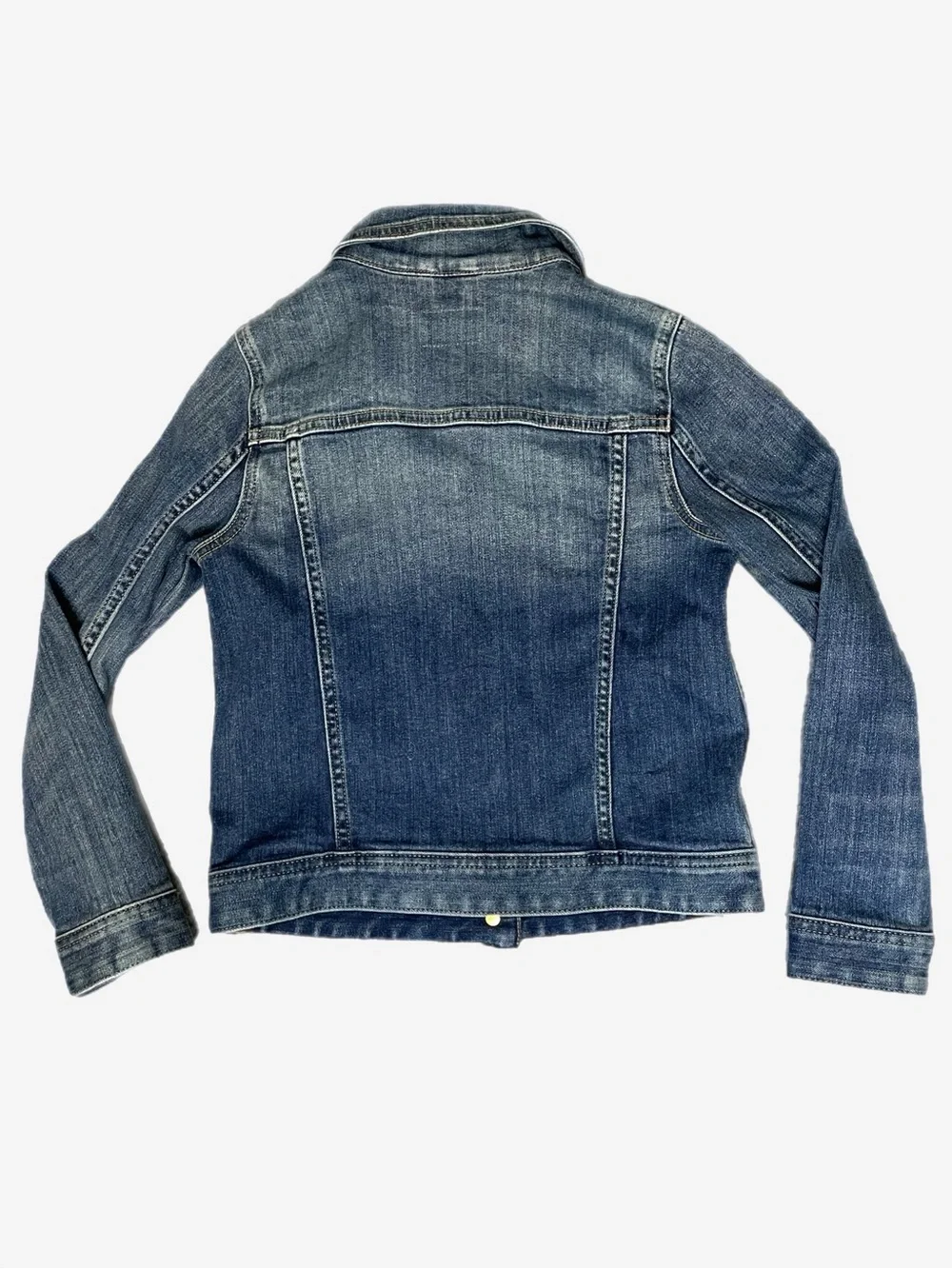 Crewcuts Girls Medium washed blue denim jacket stretch preppy classic school S/M